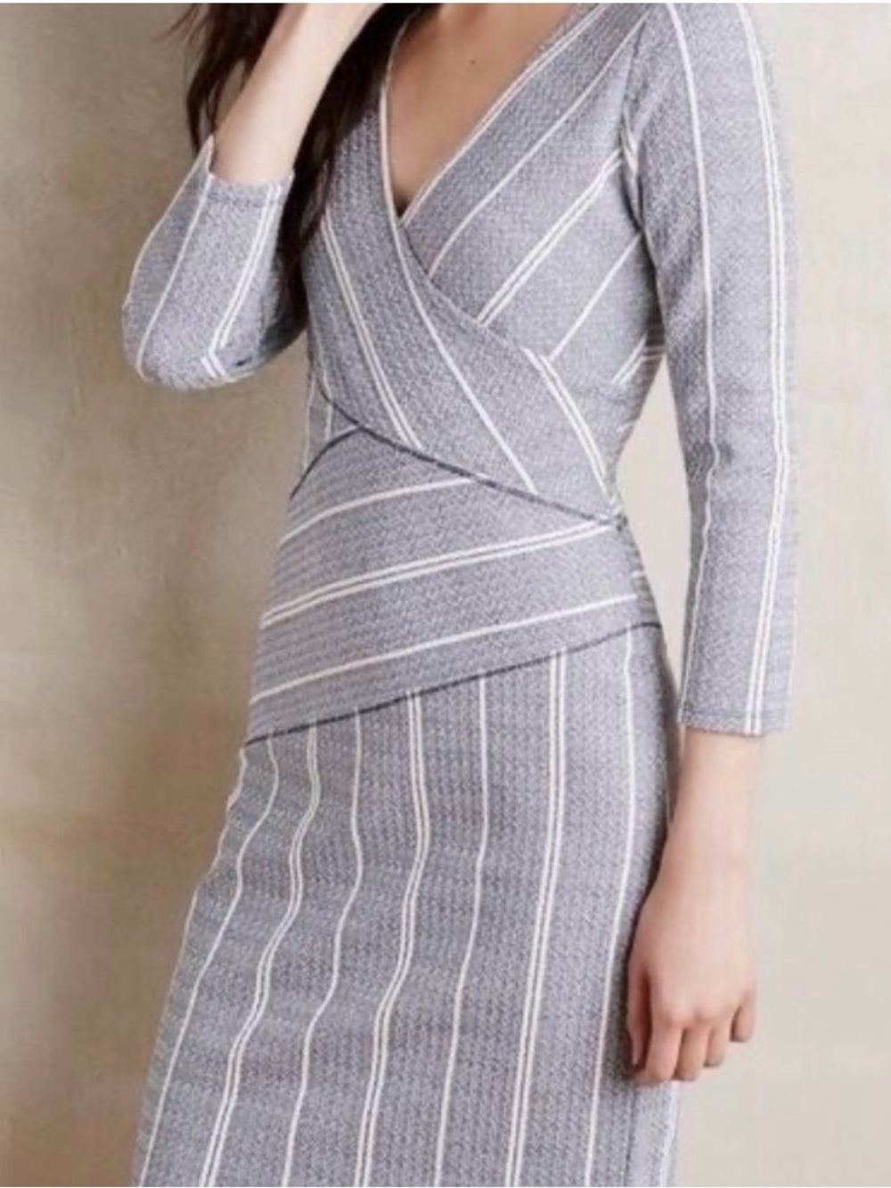 Maeve Anthropologie Wrapped Striped Column Dress Medium Retail $148 MINT